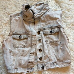 White-Blue Denim Vest Size XS